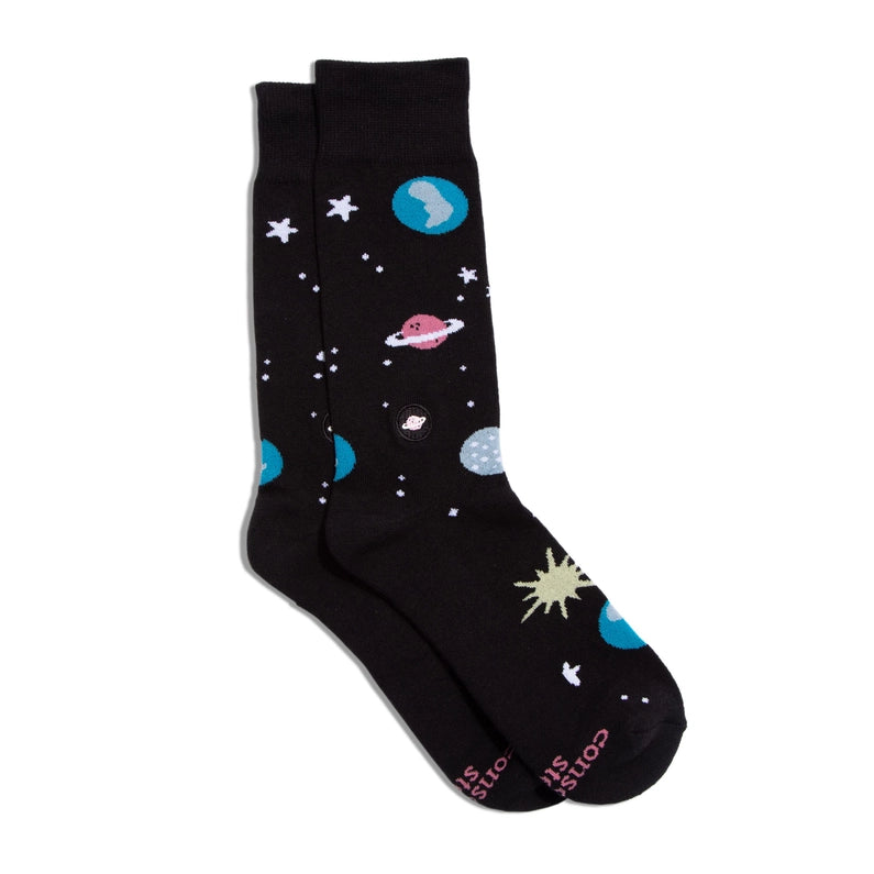 Conscious Step Organic Cotton Unisex CREW Socks Space Designs For Good Causes