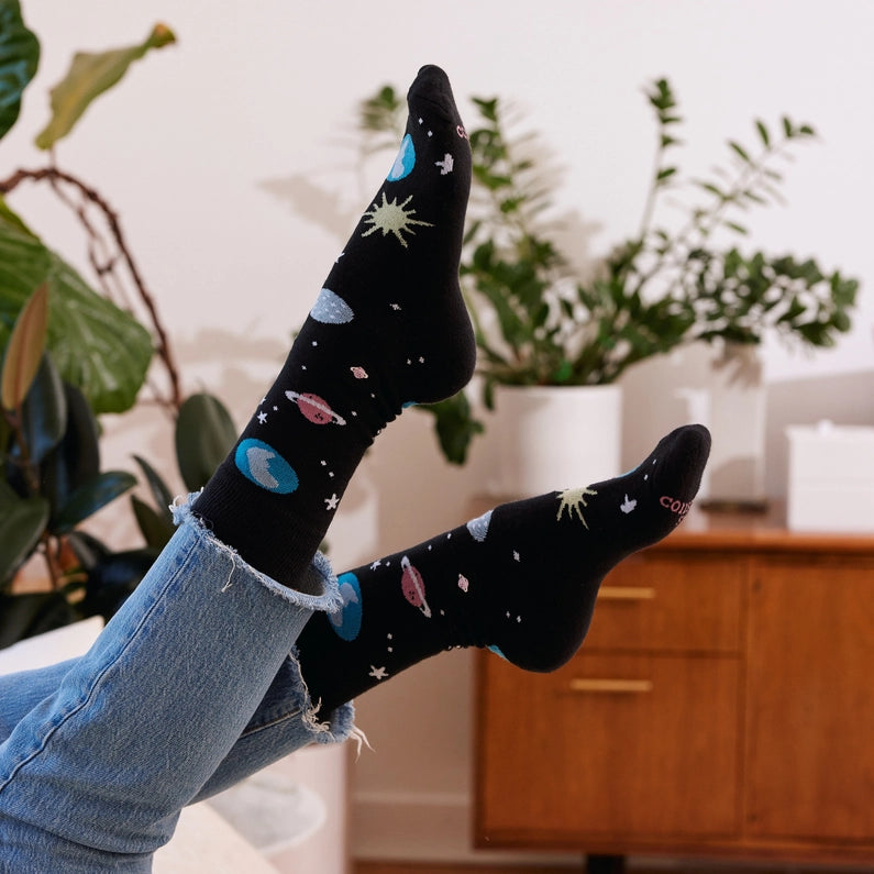 Conscious Step Organic Cotton Unisex CREW Socks Space Designs For Good Causes